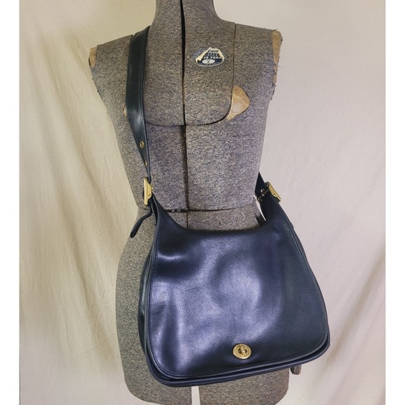 Vintage Coach Handbag Legacy Crescent Flap Black Shoulder Bag 9718 - Picture 1 of 16